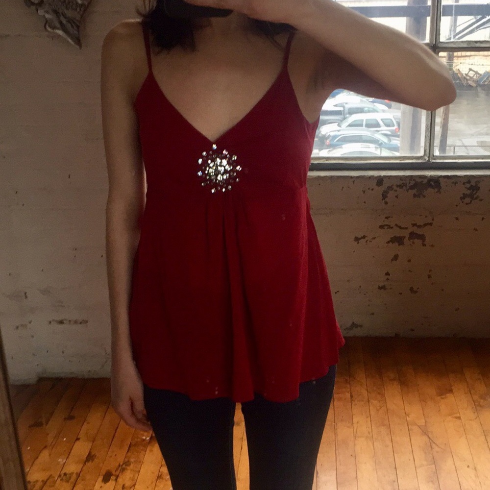 Ruehl Embellished silk top XS